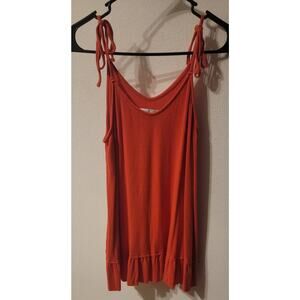 Free People Beach Orange Cover-Up Tank Top Shirt Flowy Breathable Summer Sz Sm